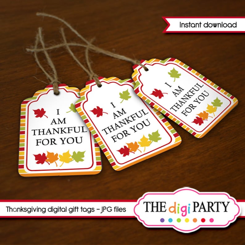 thanksgiving thank you tags party favor PDF and jpg digital format instant download Thanksgiving gift tags printable treat tags and labels