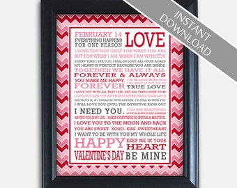 valentine's day digital print art printable gift valentine size 8,5x11 instant dowload