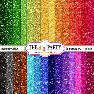 Rainbow Glitter digital paper texture, scrapbook sparkle background, instant download avalable for commercial use