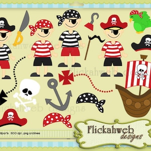 Pirate Clipart, Digital Png Pirate Image, for Paper Crafts, Cards and birthday party decorations, commercial use