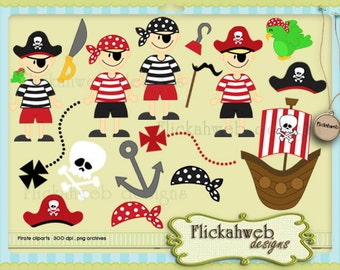 Pirate Clipart, Digital Png Pirate Image, for Paper Crafts, Cards and birthday party decorations, commercial use