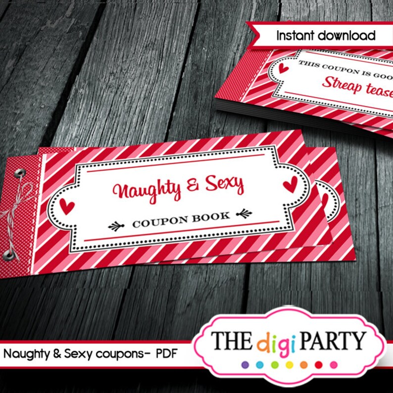 Valentine's day Sexy and naughty gift coupon book, printable and editable pdf DIY ideas for him avaliable for instant download image 1