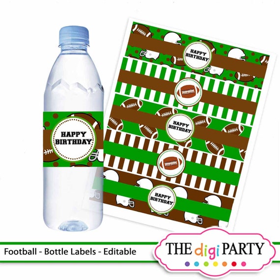 Football Water Bottle Digital Labels Editable Sports Printable Wraps Available For Instant Download By The Digi Party Catch My Party