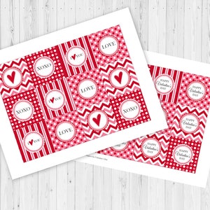 Topper cupcake digitali stampabili per San Valentino, etichette rotonde e adesivi per San Valentino, toppers circolari per torta stampabili