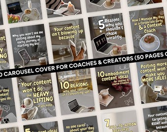 50 Instagram Karussell Cover Vorlagen für Coaches und Kreative | Vollständig bearbeitbare Canva Pro-Vorlagen