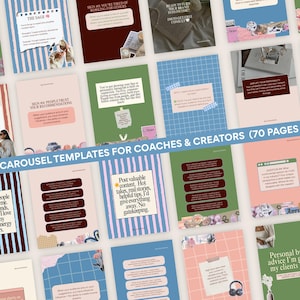 70 Modelos de Carrossel de Scrapbook para Instagram para Personal Brand Coach | Modelos Modernos e Totalmente Editáveis para Canva, Recortes de Diário, Estética Aconchegante