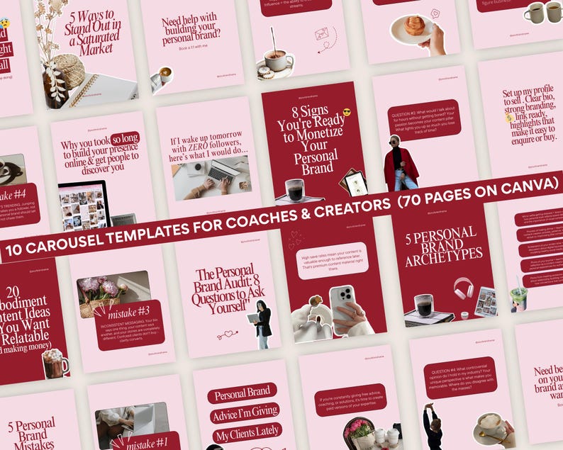 Red Vintage Instagram Carousel for Coaches and Creators | Fully ...