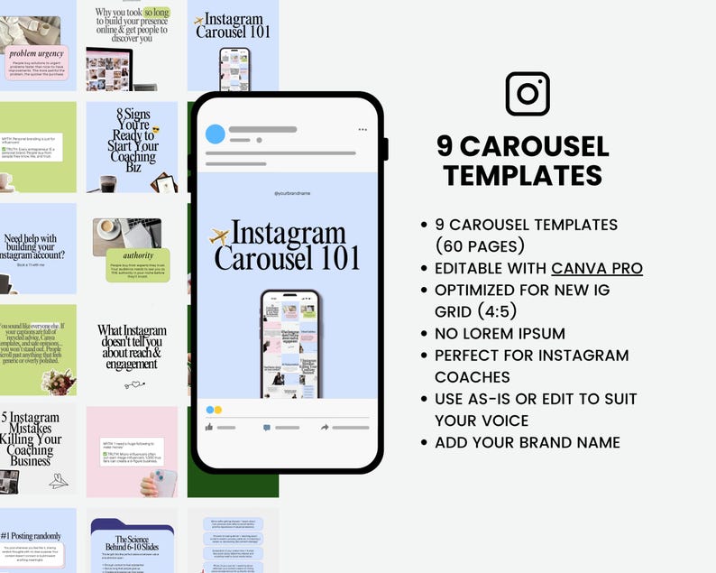 9 Pastel Instagram Carousel for Coaches and Creators | Fully Editable ...