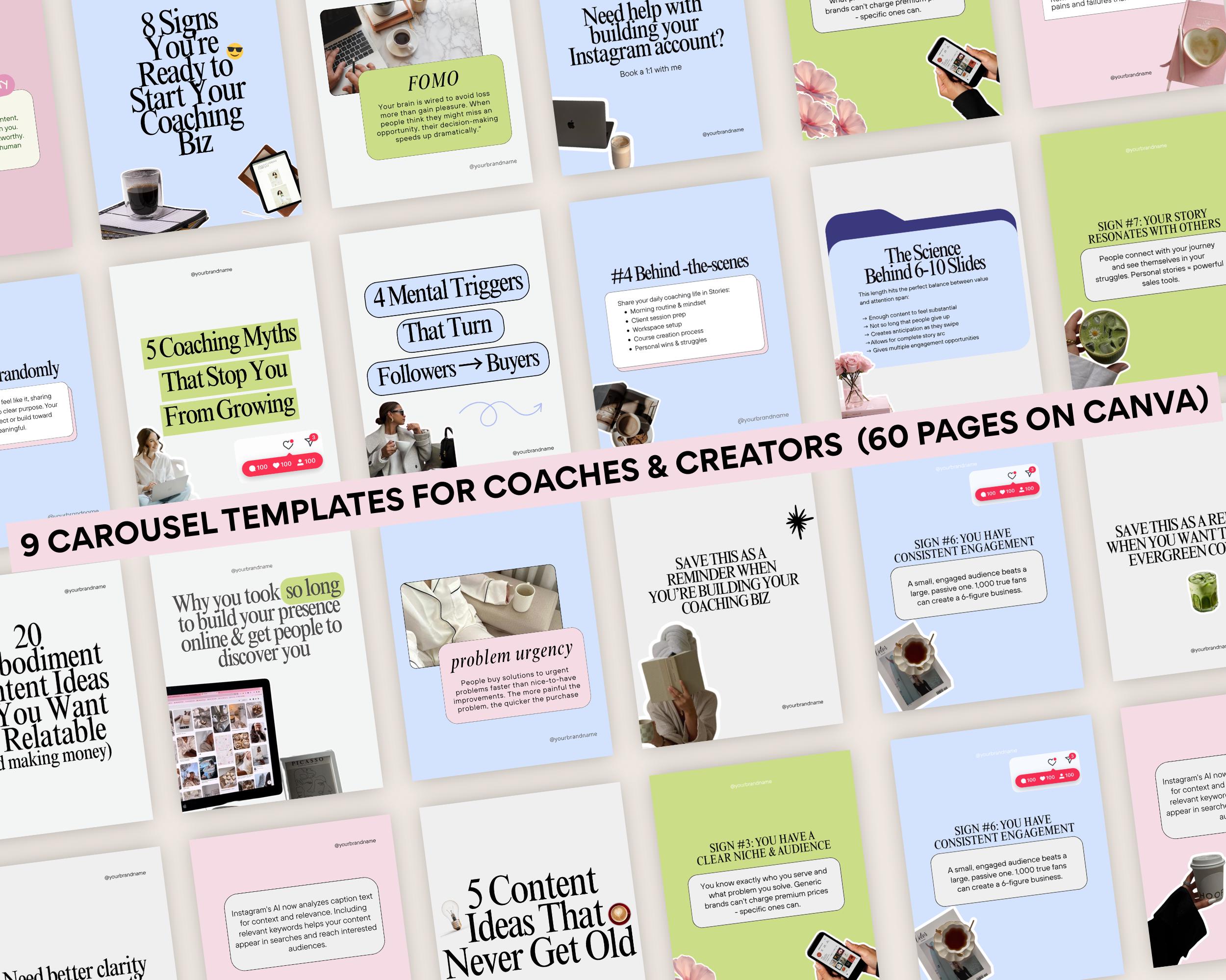 9 Pastel Instagram Carousel for Coaches and Creators | Fully Editable ...