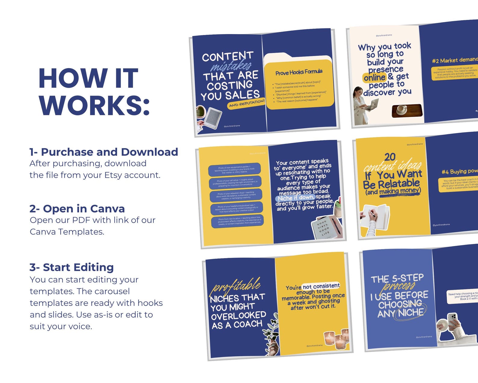 Blue and Yellow Instagram Carousel Templates for Coaches & Course ...