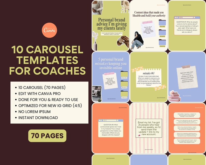 Trendy Instagram Carousel Templates for Coaches & Course Creators ...