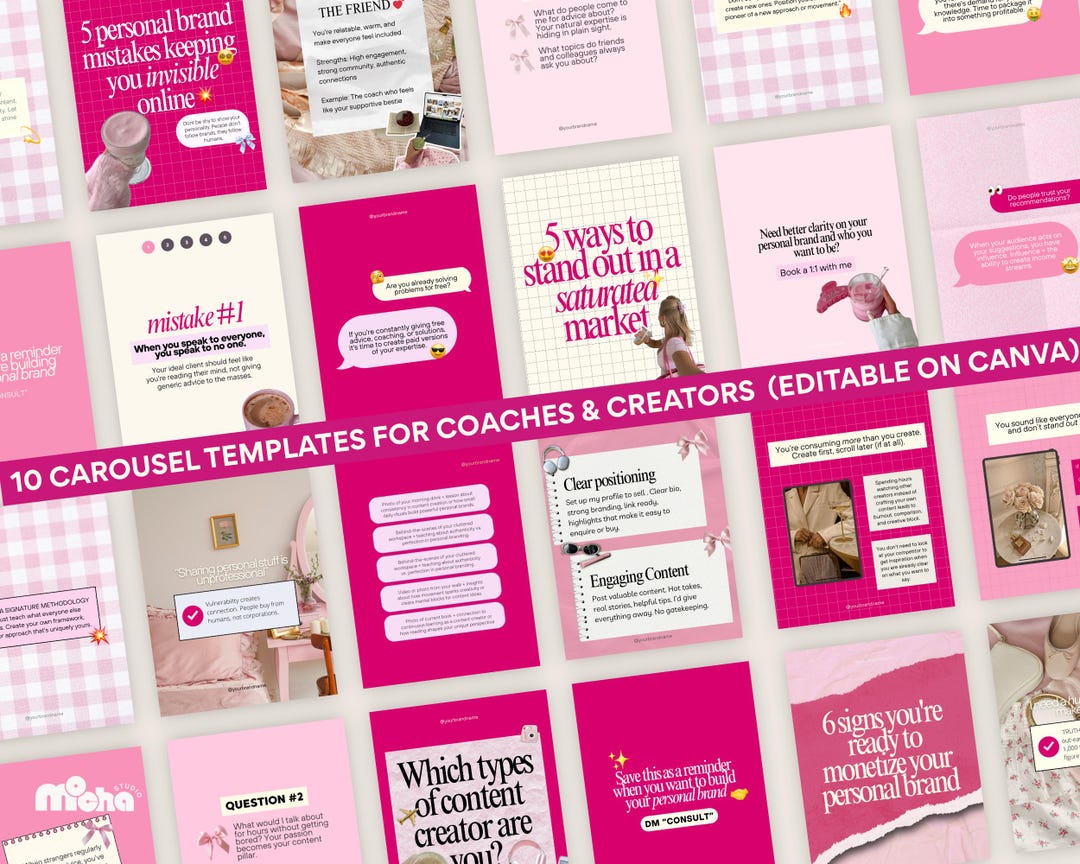 Bright Pink Instagram Carousel for Coaches, Course Creators, Digital ...