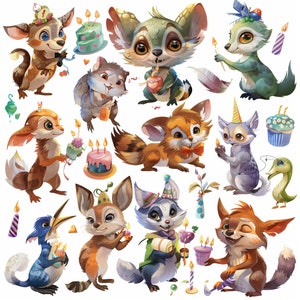 Plus de 500 personnages de dessins animés fantaisistes, loufoques et loufoques pour la fête d'anniversaire - PNG - 300+ DPI - Non transparent -