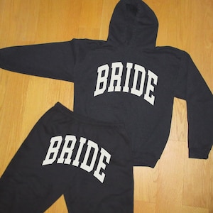 Bride Sweatsuit Gift - Bride Sweat Set Bridal Loungewear Matching Sweats, Crop Top Baby Tee Sweatshirt Hoodie Sweatpants Bachelorette Outfit