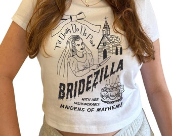 Bridezilla Crop Top Baby Tee - Funny Bride Gift, Trendy Cropped Bride Shirt, Future Bride To Be, Funny Engagement, Unique Bridal Shower Gift