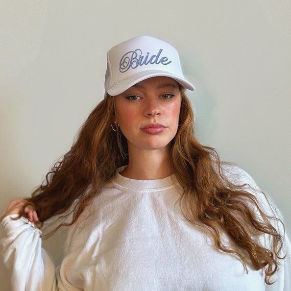 Bride Trucker Hat Blue - Trendy Bride Hat, Bride Outfit for  display picture 1