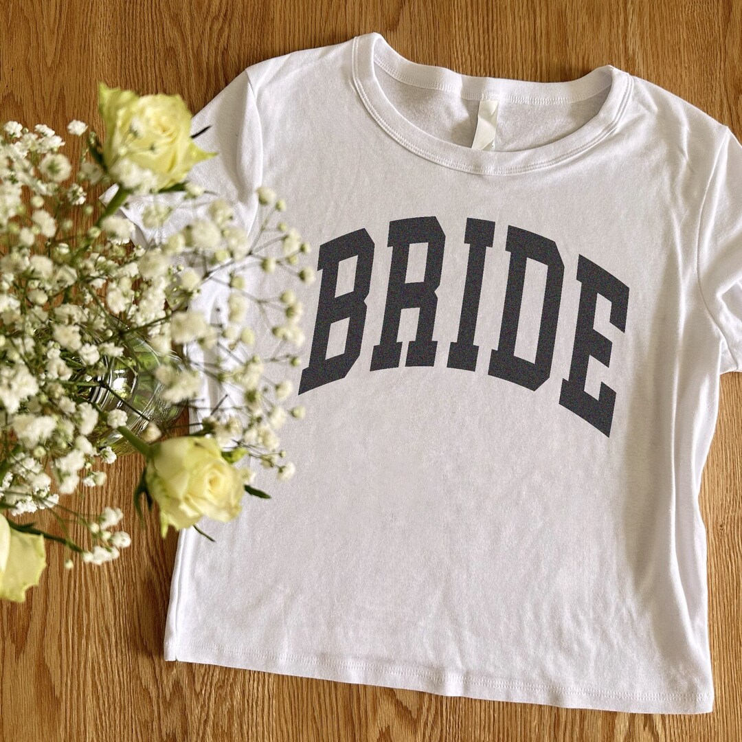 Bride Crop Top Baby Tee - Cropped Trendy Bride Shirt, Getting Ready ...