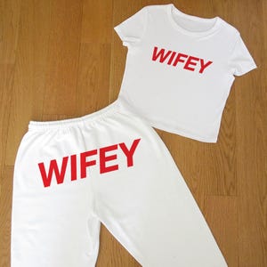 Wifey Outfit - Gift for Wife Pajamas, Future Mrs Bride Sweatsuit Lounge Set, Bride Set Bridal Shower Wedding Anniversary Gift