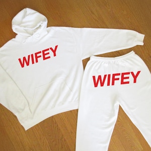 Bride Sweatsuit - Wifey Sweatshirt Sweatpants Set, Bride Pajamas Outfit for Bachelorette, Gift for Future Mrs Wife Crop Top Baby Tee