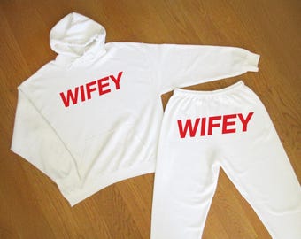 Tuta da sposa - Completo felpa e pantaloni da tuta da moglie, Pigiama da sposa per addio al nubilato, Regalo per la futura moglie, Maglietta corta per neonato