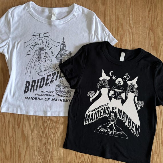 Matching Bridesmaid Bridal Party Funny Bachelorette Shirts, Crop Tops, Bride Sweatshirt - Bridezilla Bride or Die Til Death do Us Party Bach