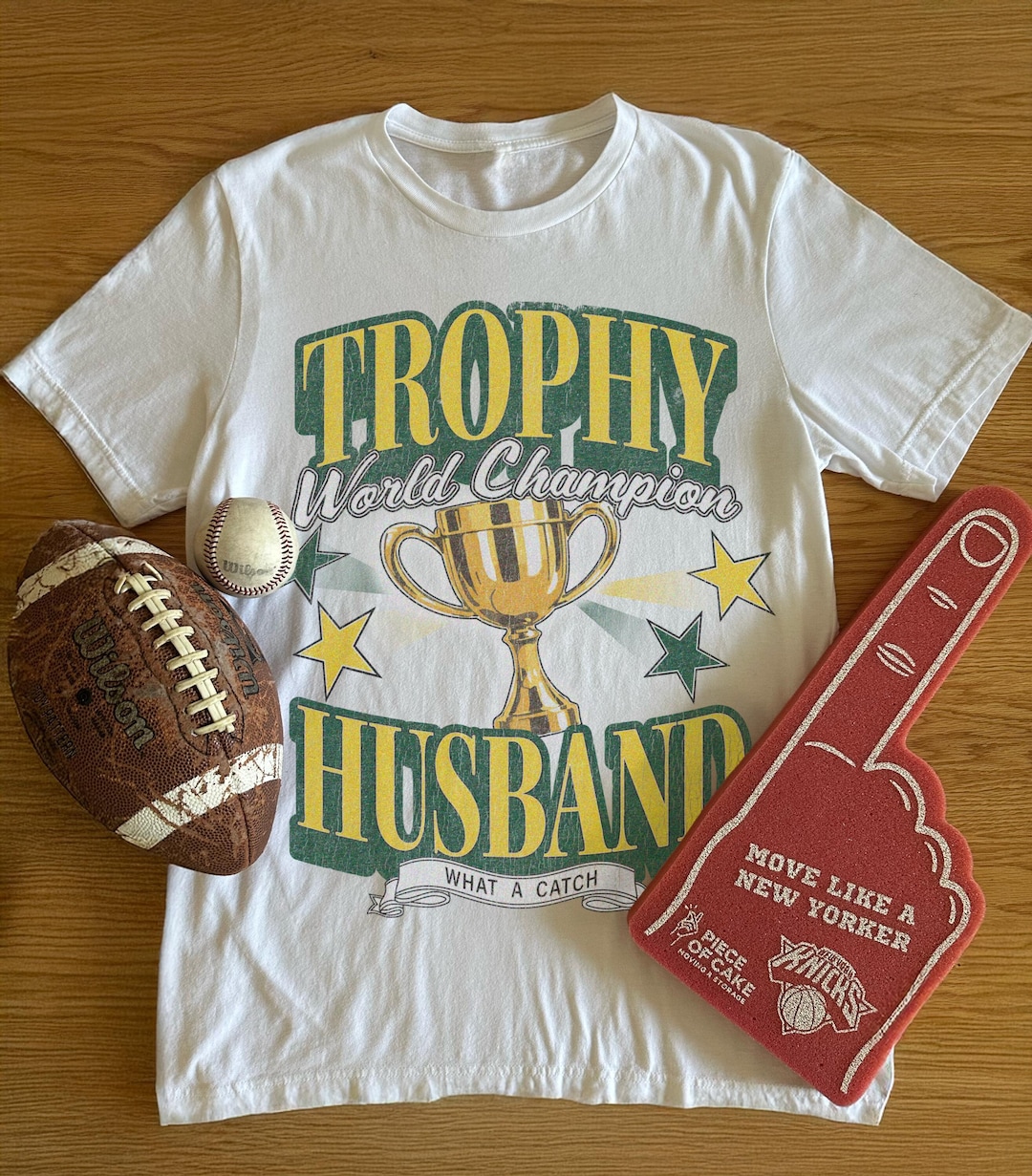 Trophy Husband Shirt - Valentine’s Gift For Husband, His and Hers Matching Sweatshirts, Funny Husband Shirt, Wedding Gift for Groom, Sports - Husband•Green&Yellow, Unisex TShirt • L