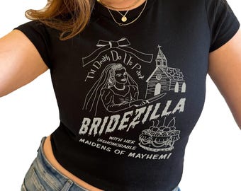 Bridezilla Funny Bride Shirt - Funny Gift for Bride, Cropped Bride Top, Future Mrs Bride To Be, Funny Engagement, Trendy Bridal Shower Gift