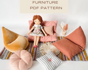 The fabric furniture PDF pattern - Instant download Sewing Pattern - Dollhouse furniture - Mini furniture -