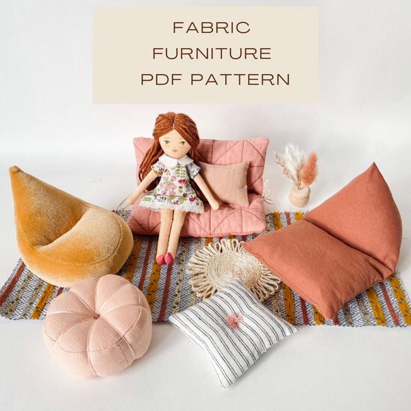 Patron PDF pour meubles en tissu - Patron de couture à téléchargement immédiat - Meubles de maison de poupée - Mini meubles -