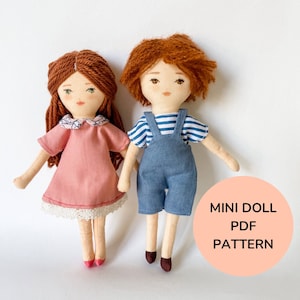 The Modern Mini dolls PDF pattern - Instant download Sewing Pattern - Doll house mini dolls - Heirloom handmade doll - Modern dollhouse