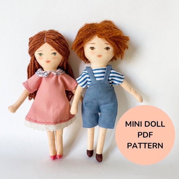 Patron PDF Les mini poupées modernes - Patron de couture à téléchargement immédiat - Mini poupées de maison de poupée - Poupée ancienne faite main - Maison de poupée moderne