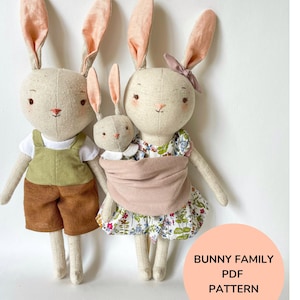 Lili the Bunny family Doll PDF pattern - Instant download Sewing Pattern -