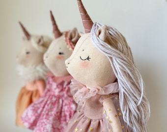 Lila Unicorn Doll Sewing Pattern – Deluxe 16-inch Heirloom Doll (PDF Pattern)