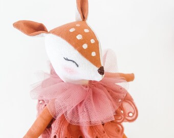 Baby Fawn doll - Fabric doll for girl - Heirloom doll - Organic doll - Free Shipping