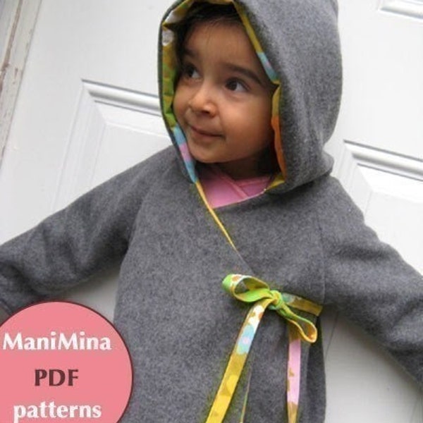 Chic hooded kimono coat - Instant download-PDF pattern - 12m to 5T