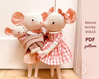 Lula Mouse Family Dolls Sewing Pattern - Heirloom Doll Wardrobe (PDF Pattern)