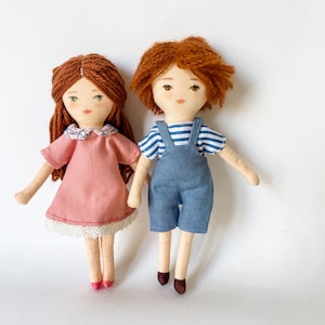 The Modern Mini dolls PDF pattern - Instant download Sewing Pattern - Doll house mini dolls - Heirloom handmade doll - Modern dollhouse