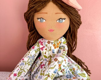 My Parisian doll - Free shipping - Handmade fabric doll for girl - Heirloom doll - Organic cotton - custom cloth doll