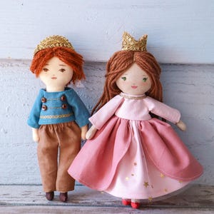 The Mini Princess and Prince dolls PDF pattern - Instant download Sewing Pattern - Doll house mini dolls - Heirloom handmade doll -
