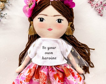 Frida doll - Heirloom doll - handmade rag doll