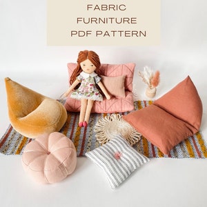 The Fabric Furniture PDF pattern - Instant Download pattern - Dollhouse furniture pattern - Modern Dollhouse Pattern