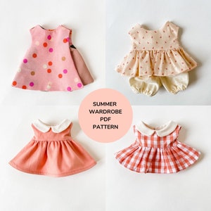 The Summer wardrobe for 12" - 13" dolls PDF pattern - Instant download Sewing Pattern -