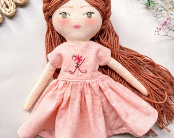 My Heirloom doll - Free shipping - Handmade fabric doll for girl - Personalized doll - Organic cotton - custom cloth doll