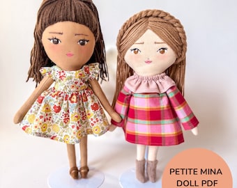 The Petite Mina doll PDF pattern - Instant download Sewing Pattern  - Heirloom handmade doll - Modern doll -