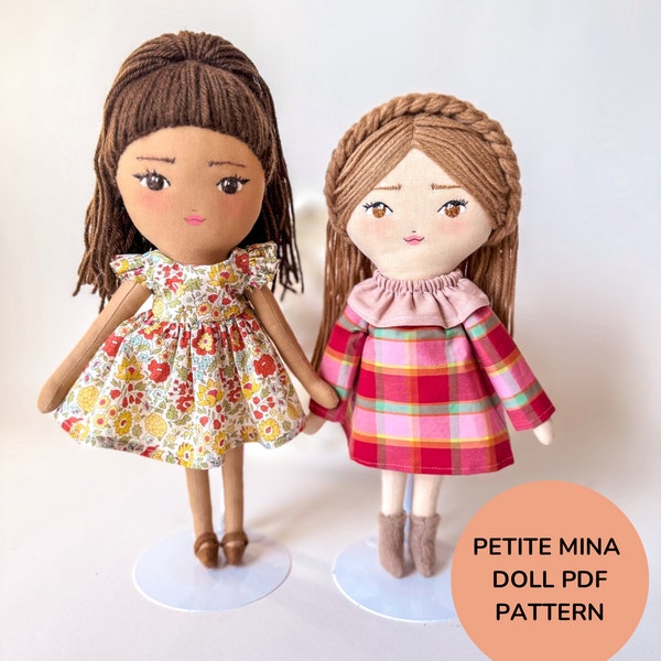 De Petite Mina pop PDF-patroon - Instant download naaipatroon - Heirloom handgemaakte pop - Moderne pop -