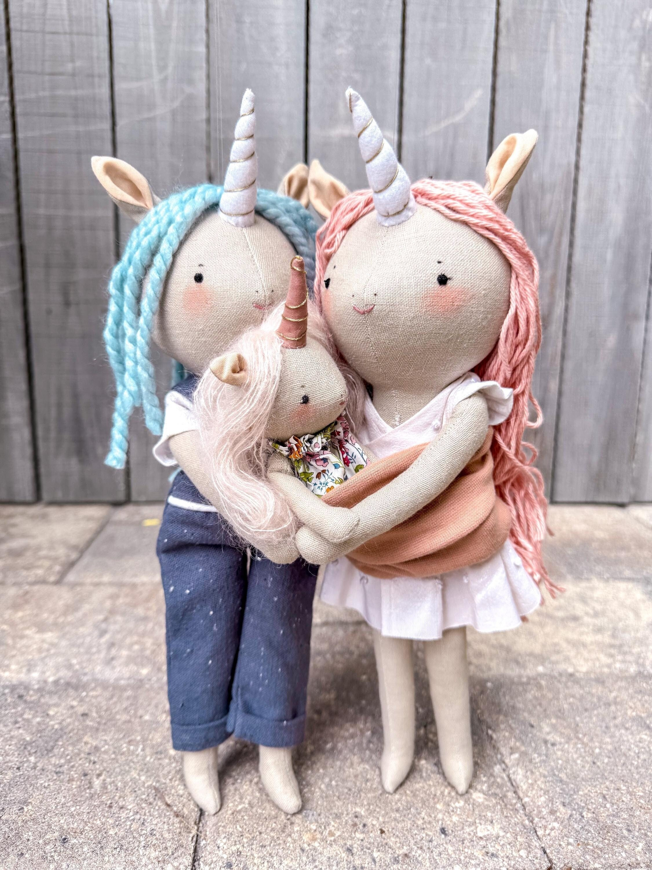 The Luna Unicorn family Dolls PDF pattern - Instant download Sewing Pattern - Heirloom doll - Handmade doll pattern