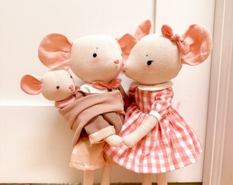 The Lula Mouse family Dolls PDF pattern - Instant download Sewing Pattern - Heirloom dolls PDF