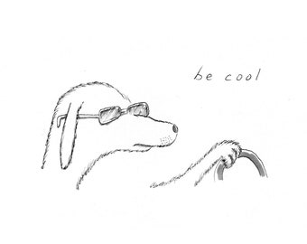 Cool Dog Art Print – Giclée Ink Drawing, 9x12"