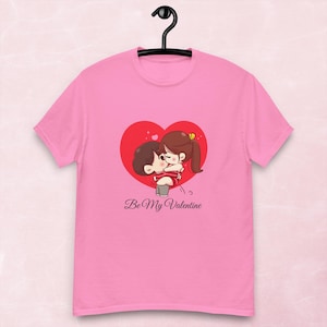 T-shirt Be My Valentine - Jolie chemise pour couple, cadeau romantique pour la Saint-Valentin, t-shirt graphique Love, chemise esthétique rose, cadeau d'anniversaire