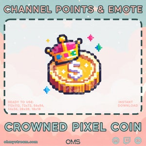 Crowned Pixel Coin Channel Point | Twitch Emote | Stream | Twitch Channel Points | YouTube / Twitch / Discord